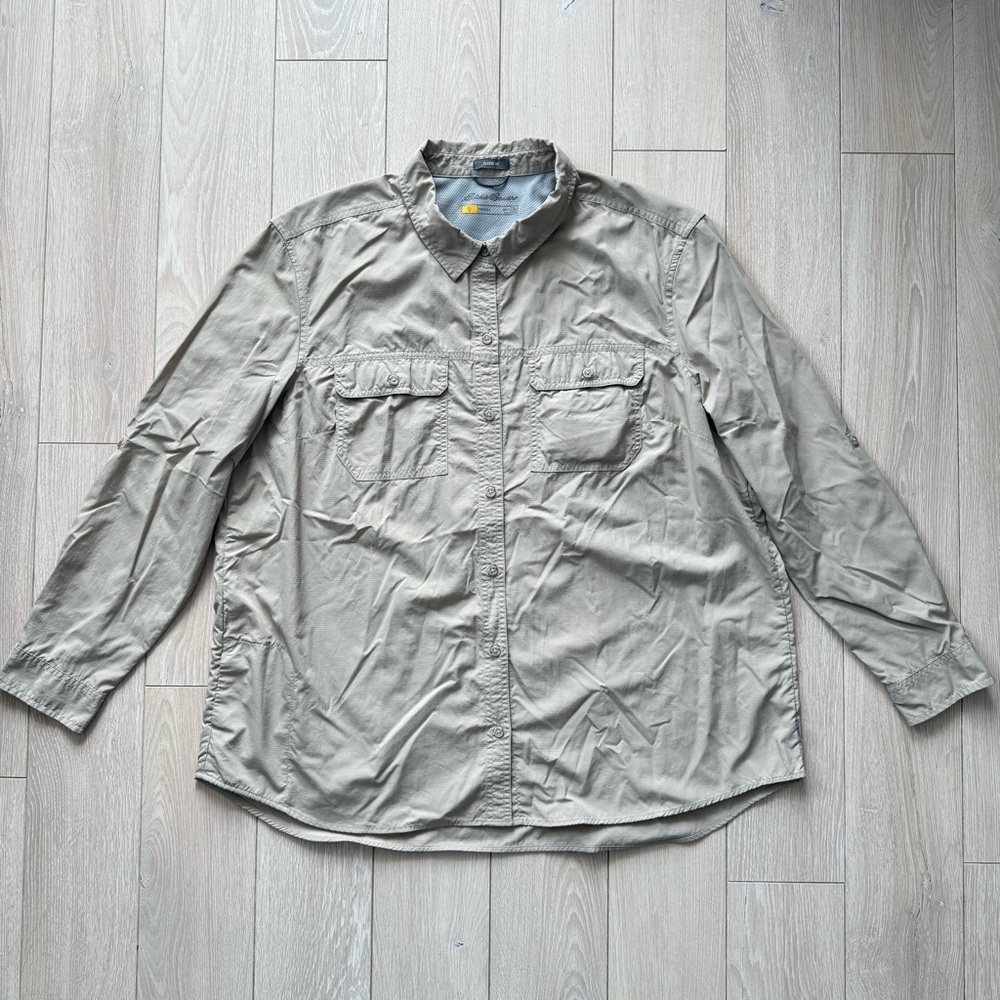 Eddie Bauer Women’s Atlas Travex Ripstop Nylon Shirt (2XL) Beige Hiking Outdoors